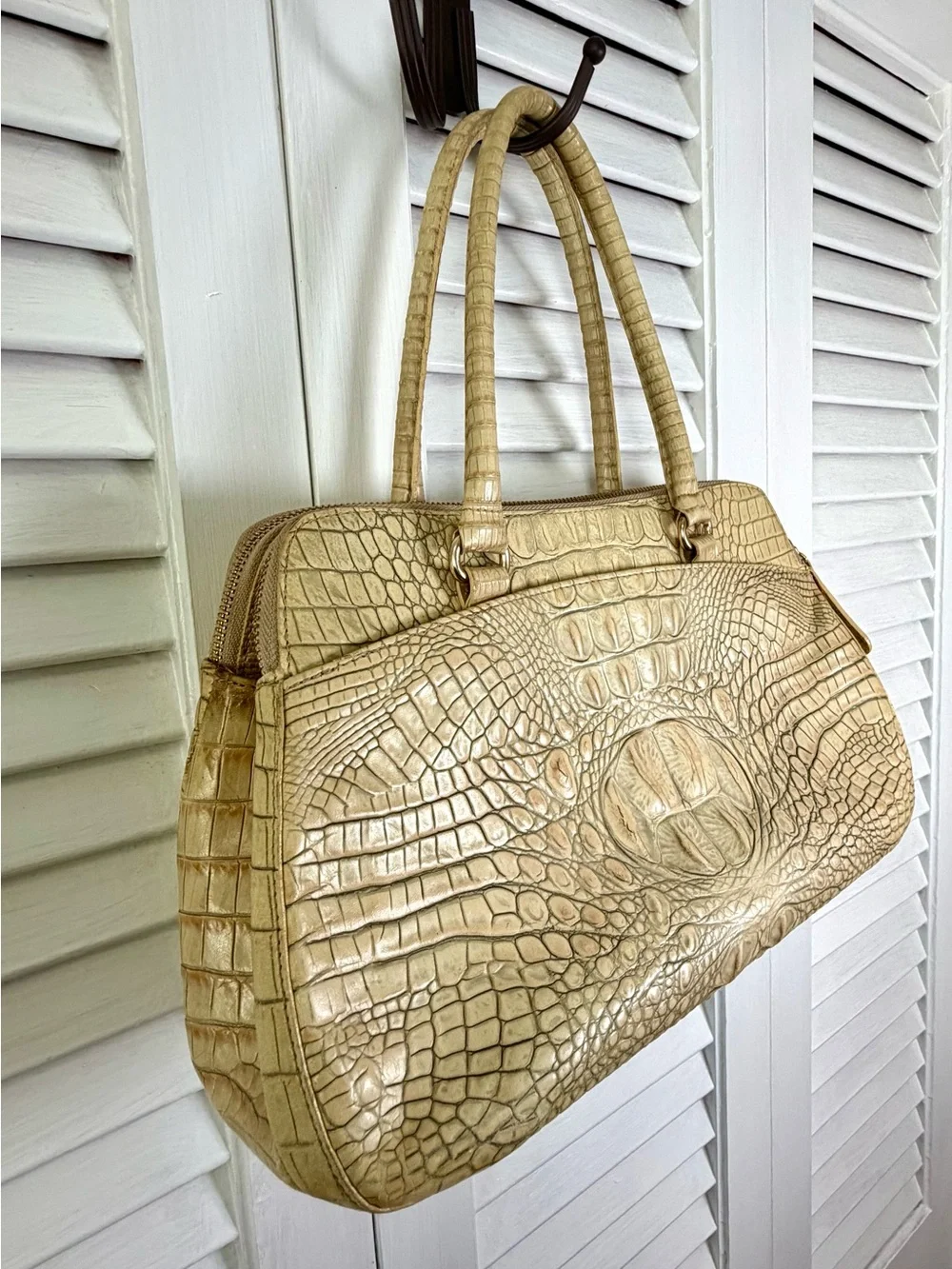 Vintage Brahmin Naomi Satchel - Croc Sand Leather